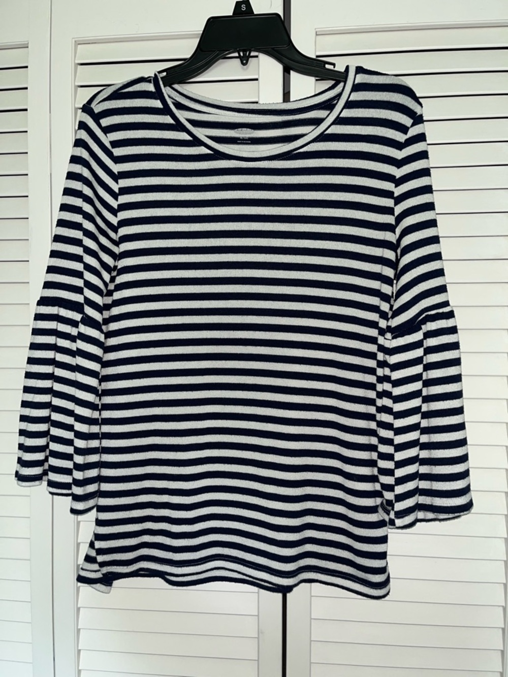 Old Navy Navy and White Striped Bell Sleeve Tee